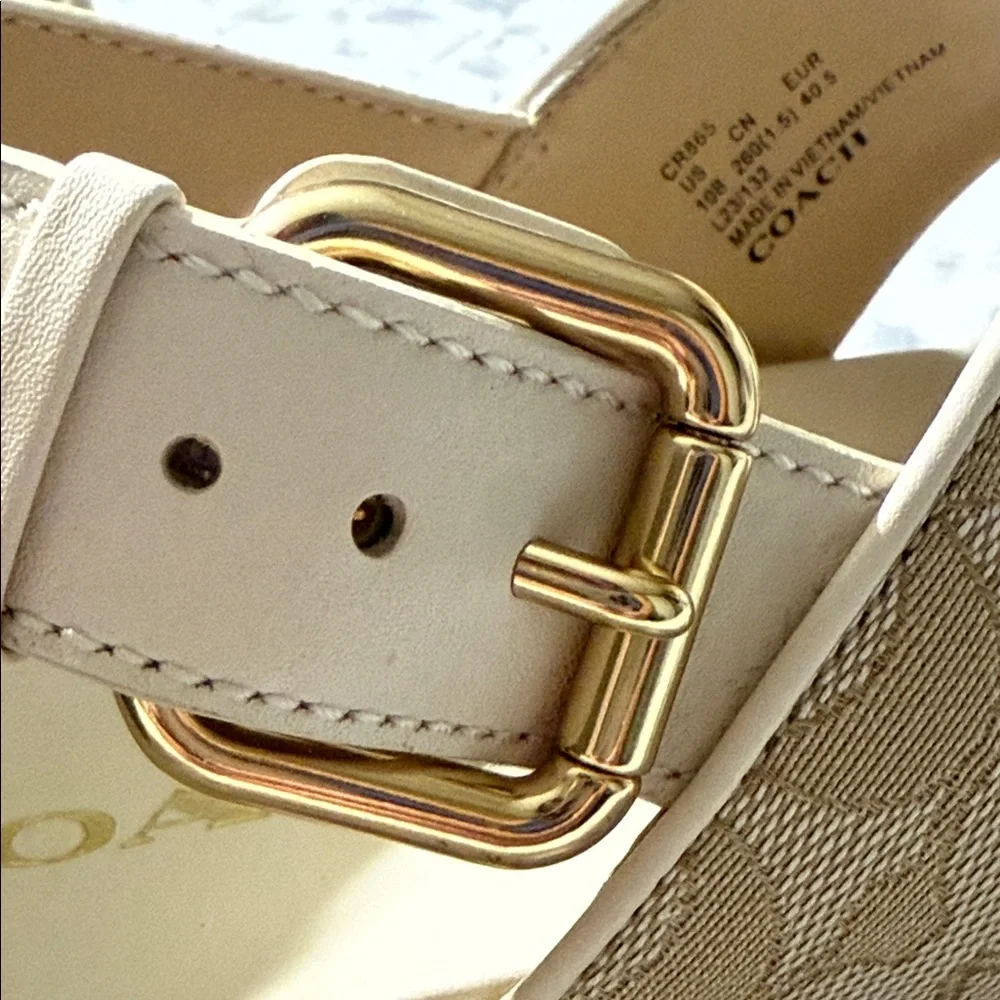 Coach Women's Cream and Tan Fraser Jacq Sandals 10 - Picture 7 of 8